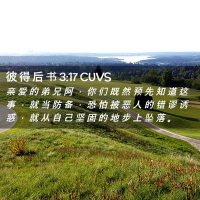 Picture 02 - 彼 得 后 书 3:17 CUVS - 亲 爱 的 弟 兄 阿 ， 你 们 既 然 预 - Bible Verse Picture
