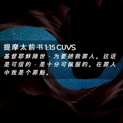 Picture 02 - 提 摩 太 前 书 1:15 CUVS - 基 督 耶 稣 降 世 ， 为 要 拯 救 罪 - Bible Verse Picture