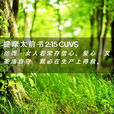 Picture 02 - 提 摩 太 前 书 2:15 CUVS - 然 而 ， 女 人 若 常 存 信 心 、 爱 - Bible Verse Picture