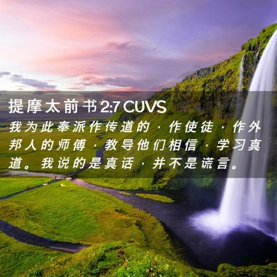 Picture 02 - 提 摩 太 前 书 2:7 CUVS - 我 为 此 奉 派 作 传 道 的 ， 作 使 - Bible Verse Picture