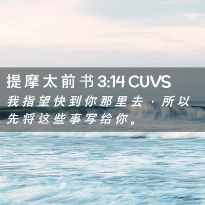 Picture 02 - 提 摩 太 前 书 3:14 CUVS - 我 指 望 快 到 你 那 里 去 ， 所 以 - Bible Verse Picture