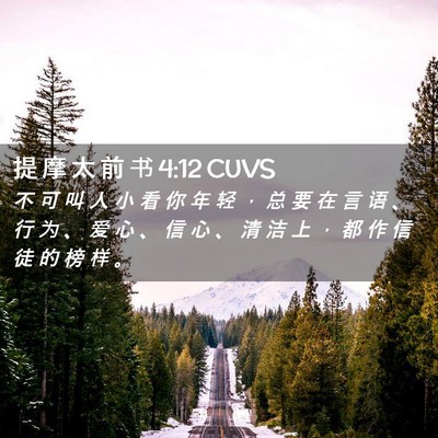 Picture 02 - 提 摩 太 前 书 4:12 CUVS - 不 可 叫 人 小 看 你 年 轻 ， 总 要 - Bible Verse Picture