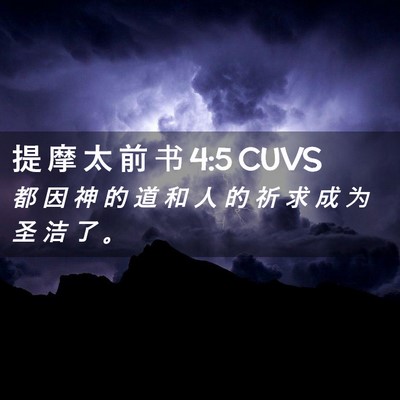Picture 02 - 提 摩 太 前 书 4:5 CUVS - 都 因 神 的 道 和 人 的 祈 求 成 为 - Bible Verse Picture