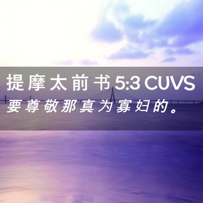 Picture 02 - 提 摩 太 前 书 5:3 CUVS - 要 尊 敬 那 真 为 寡 妇 的 - Bible Verse Picture