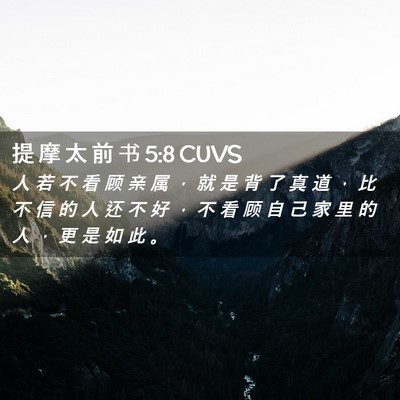 Picture 02 - 提 摩 太 前 书 5:8 CUVS - 人 若 不 看 顾 亲 属 ， 就 是 背 了 - Bible Verse Picture
