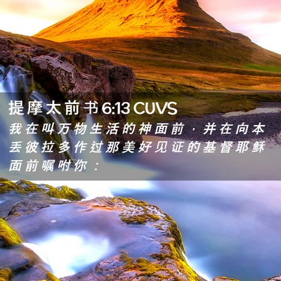 Picture 02 - 提 摩 太 前 书 6:13 CUVS - 我 在 叫 万 物 生 活 的 神 面 前 ， - Bible Verse Picture
