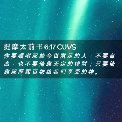 Picture 02 - 提 摩 太 前 书 6:17 CUVS - 你 要 嘱 咐 那 些 今 世 富 足 的 人 - Bible Verse Picture