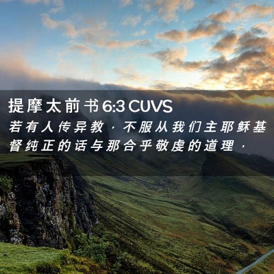 Picture 02 - 提 摩 太 前 书 6:3 CUVS - 若 有 人 传 异 教 ， 不 服 从 我 们 - Bible Verse Picture