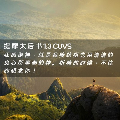Picture 02 - 提 摩 太 后 书 1:3 CUVS - 我 感 谢 神 ， 就 是 我 接 续 祖 先 - Bible Verse Picture