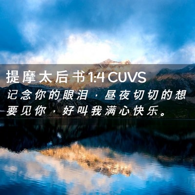 Picture 02 - 提 摩 太 后 书 1:4 CUVS - 记 念 你 的 眼 泪 ， 昼 夜 切 切 的 - Bible Verse Picture
