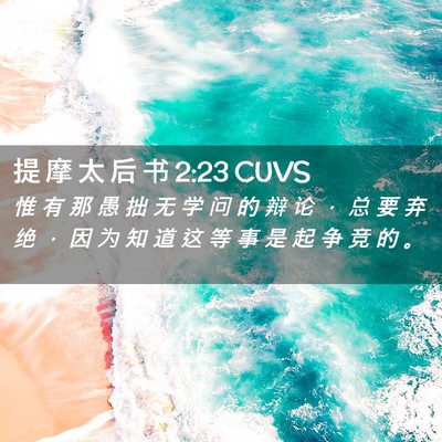Picture 02 - 提 摩 太 后 书 2:23 CUVS - 惟 有 那 愚 拙 无 学 问 的 辩 论 ， - Bible Verse Picture