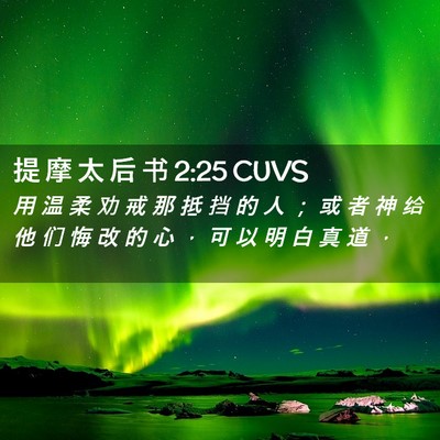 Picture 02 - 提 摩 太 后 书 2:25 CUVS - 用 温 柔 劝 戒 那 抵 挡 的 人 ； 或 - Bible Verse Picture