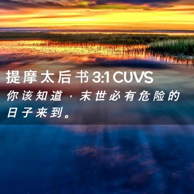 Picture 02 - 提 摩 太 后 书 3:1 CUVS - 你 该 知 道 ， 末 世 必 有 危 险 的 - Bible Verse Picture