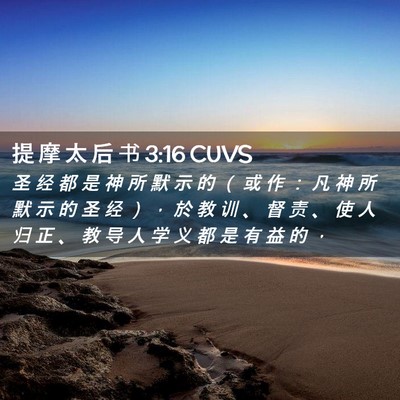 Picture 02 - 提 摩 太 后 书 3:16 CUVS - 圣 经 都 是 神 所 默 示 的 （ 或 作 - Bible Verse Picture