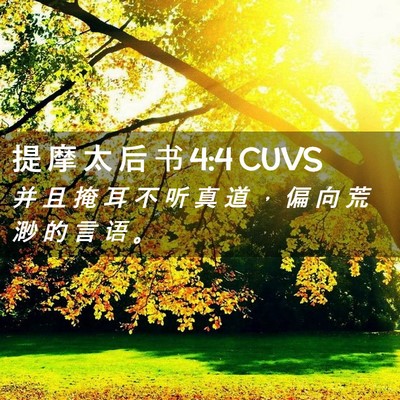 Picture 02 - 提 摩 太 后 书 4:4 CUVS - 并 且 掩 耳 不 听 真 道 ， 偏 向 荒 - Bible Verse Picture