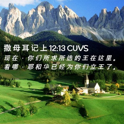 Picture 02 - 撒 母 耳 记 上 12:13 CUVS - 现 在 ， 你 们 所 求 所 选 的 王 在 - Bible Verse Picture