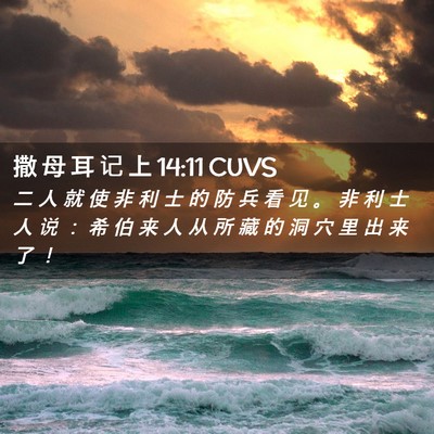 Picture 02 - 撒 母 耳 记 上 14:11 CUVS - 二 人 就 使 非 利 士 的 防 兵 看 见 - Bible Verse Picture