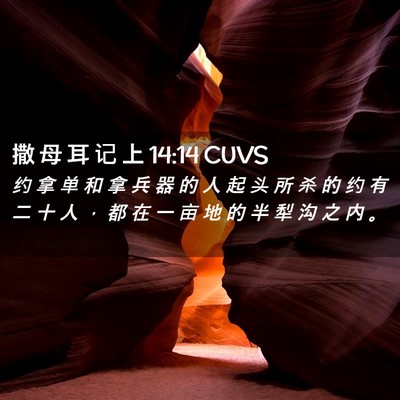 Picture 02 - 撒 母 耳 记 上 14:14 CUVS - 约 拿 单 和 拿 兵 器 的 人 起 头 所 - Bible Verse Picture