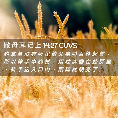 Picture 02 - 撒 母 耳 记 上 14:27 CUVS - 约 拿 单 没 有 听 见 他 父 亲 叫 百 - Bible Verse Picture