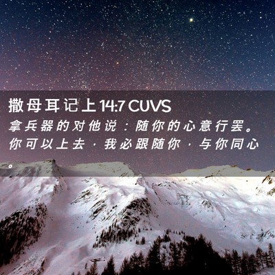 Picture 02 - 撒 母 耳 记 上 14:7 CUVS - 拿 兵 器 的 对 他 说 ： 随 你 的 心 - Bible Verse Picture