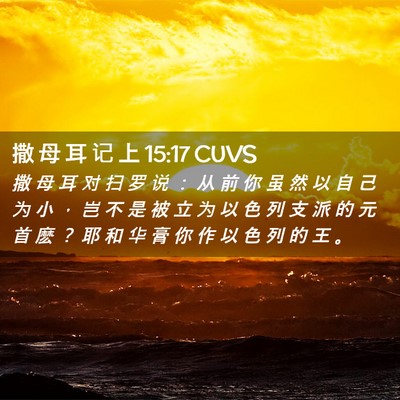 Picture 02 - 撒 母 耳 记 上 15:17 CUVS - 撒 母 耳 对 扫 罗 说 ： 从 前 你 虽 - Bible Verse Picture