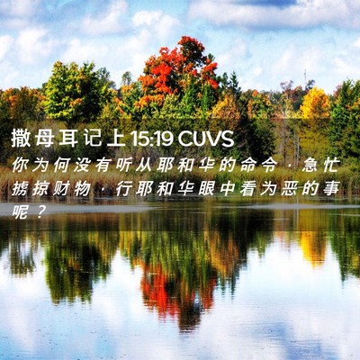 Picture 02 - 撒 母 耳 记 上 15:19 CUVS - 你 为 何 没 有 听 从 耶 和 华 的 命 - Bible Verse Picture