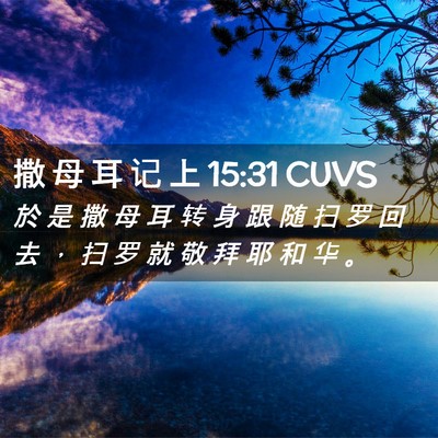 Picture 02 - 撒 母 耳 记 上 15:31 CUVS - 於 是 撒 母 耳 转 身 跟 随 扫 罗 回 - Bible Verse Picture