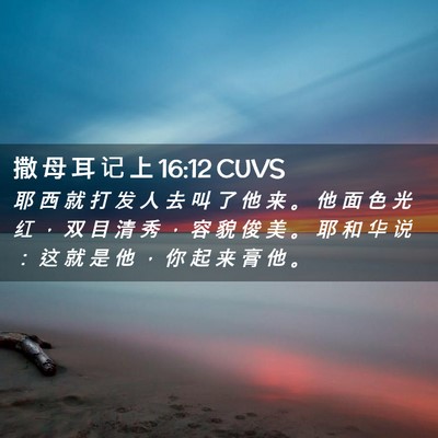 Picture 02 - 撒 母 耳 记 上 16:12 CUVS - 耶 西 就 打 发 人 去 叫 了 他 来 。 - Bible Verse Picture