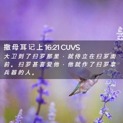 Picture 02 - 撒 母 耳 记 上 16:21 CUVS - 大 卫 到 了 扫 罗 那 里 ， 就 侍 立 - Bible Verse Picture