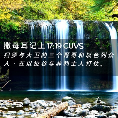 Picture 02 - 撒 母 耳 记 上 17:19 CUVS - 扫 罗 与 大 卫 的 三 个 哥 哥 和 以 - Bible Verse Picture