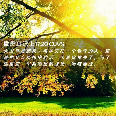 Picture 02 - 撒 母 耳 记 上 17:20 CUVS - 大 卫 早 晨 起 来 ， 将 羊 交 托 一 - Bible Verse Picture