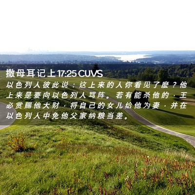 Picture 02 - 撒 母 耳 记 上 17:25 CUVS - 以 色 列 人 彼 此 说 ： 这 上 来 的 - Bible Verse Picture