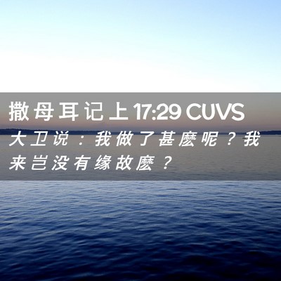 Picture 02 - 撒 母 耳 记 上 17:29 CUVS - 大 卫 说 ： 我 做 了 甚 麽 呢 ？ 我 - Bible Verse Picture
