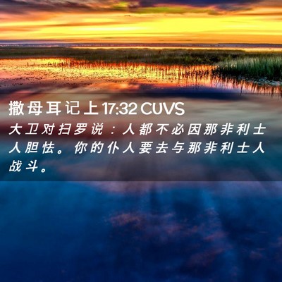 Picture 02 - 撒 母 耳 记 上 17:32 CUVS - 大 卫 对 扫 罗 说 ： 人 都 不 必 因 - Bible Verse Picture