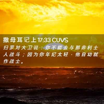 Picture 02 - 撒 母 耳 记 上 17:33 CUVS - 扫 罗 对 大 卫 说 ： 你 不 能 去 与 - Bible Verse Picture