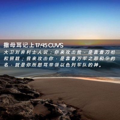 Picture 02 - 撒 母 耳 记 上 17:45 CUVS - 大 卫 对 非 利 士 人 说 ： 你 来 攻 - Bible Verse Picture