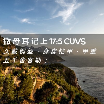 Picture 02 - 撒 母 耳 记 上 17:5 CUVS - 头 戴 铜 盔 ， 身 穿 铠 甲 ， 甲 重 - Bible Verse Picture
