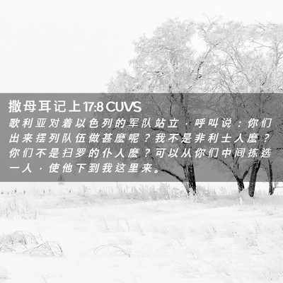 Picture 02 - 撒 母 耳 记 上 17:8 CUVS - 歌 利 亚 对 着 以 色 列 的 军 队 站 - Bible Verse Picture