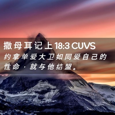 Picture 02 - 撒 母 耳 记 上 18:3 CUVS - 约 拿 单 爱 大 卫 如 同 爱 自 己 的 - Bible Verse Picture