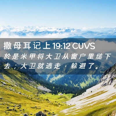 Picture 02 - 撒 母 耳 记 上 19:12 CUVS - 於 是 米 甲 将 大 卫 从 窗 户 里 缒 - Bible Verse Picture