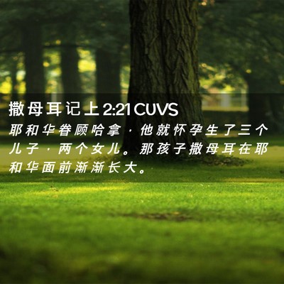 Picture 02 - 撒 母 耳 记 上 2:21 CUVS - 耶 和 华 眷 顾 哈 拿 ， 他 就 怀 孕 - Bible Verse Picture