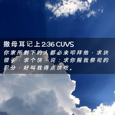 Picture 02 - 撒 母 耳 记 上 2:36 CUVS - 你 家 所 剩 下 的 人 都 必 来 叩 拜 - Bible Verse Picture