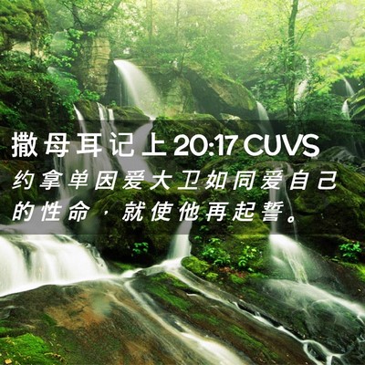Picture 02 - 撒 母 耳 记 上 20:17 CUVS - 约 拿 单 因 爱 大 卫 如 同 爱 自 己 - Bible Verse Picture