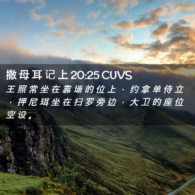 Picture 02 - 撒 母 耳 记 上 20:25 CUVS - 王 照 常 坐 在 靠 墙 的 位 上 ， 约 - Bible Verse Picture
