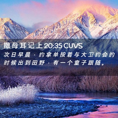 Picture 02 - 撒 母 耳 记 上 20:35 CUVS - 次 日 早 晨 ， 约 拿 单 按 着 与 大 - Bible Verse Picture
