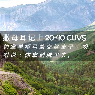 Picture 02 - 撒 母 耳 记 上 20:40 CUVS - 约 拿 单 将 弓 箭 交 给 童 子 ， 吩 - Bible Verse Picture
