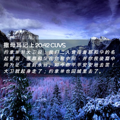 Picture 02 - 撒 母 耳 记 上 20:42 CUVS - 约 拿 单 对 大 卫 说 ： 我 们 二 人 - Bible Verse Picture