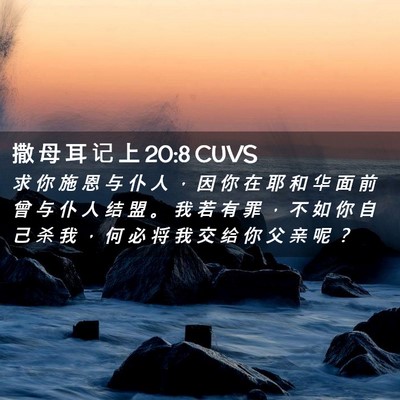 Picture 02 - 撒 母 耳 记 上 20:8 CUVS - 求 你 施 恩 与 仆 人 ， 因 你 在 耶 - Bible Verse Picture