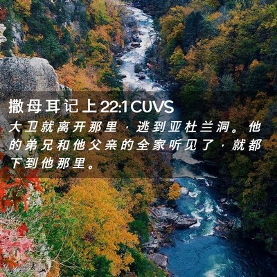 Picture 02 - 撒 母 耳 记 上 22:1 CUVS - 大 卫 就 离 开 那 里 ， 逃 到 亚 杜 - Bible Verse Picture