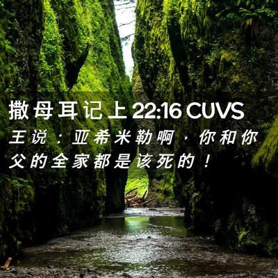 Picture 02 - 撒 母 耳 记 上 22:16 CUVS - 王 说 ： 亚 希 米 勒 啊 ， 你 和 你 - Bible Verse Picture